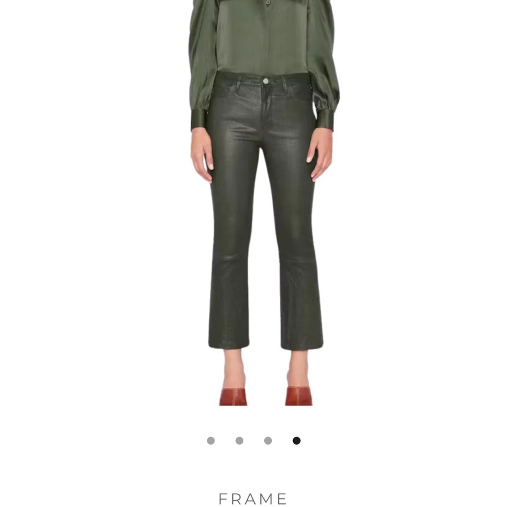 Frame Olive Green Leather Pants 28